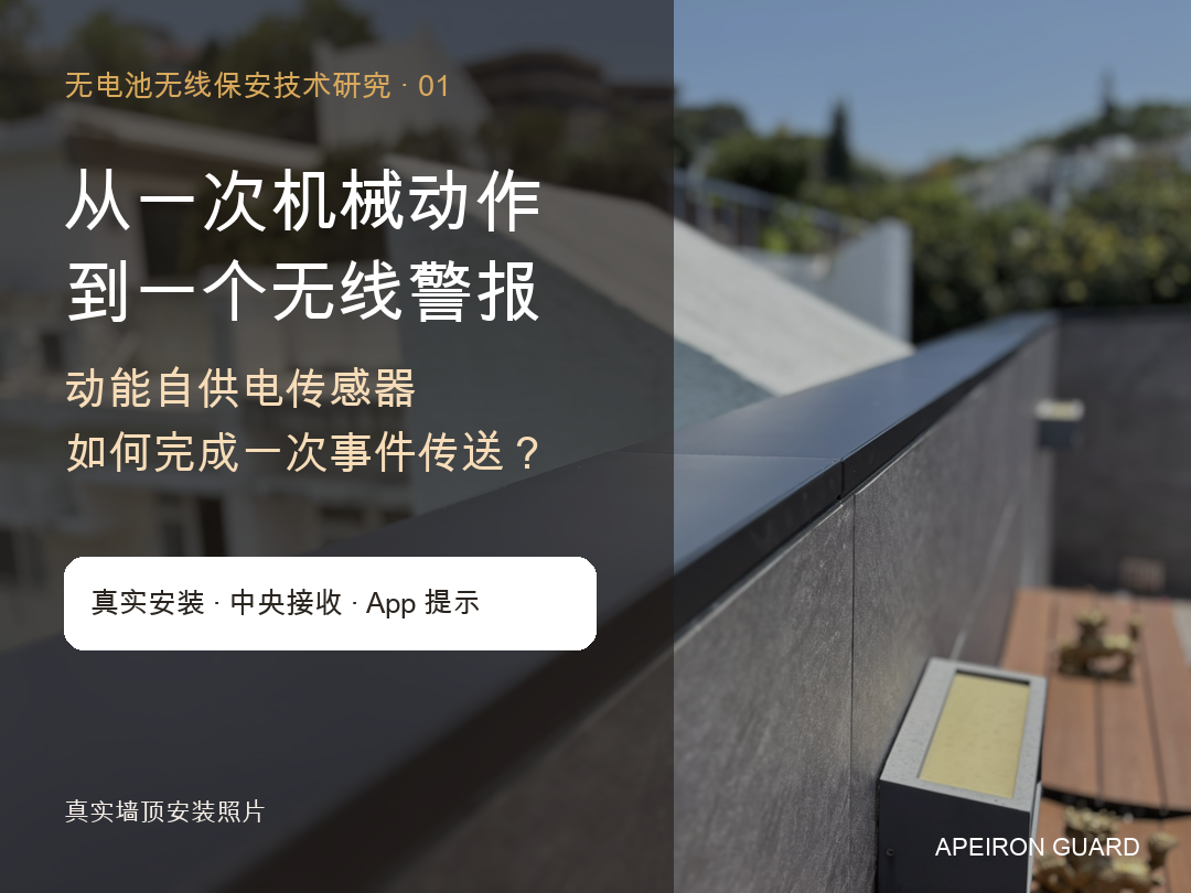 真實 Apeiron Guard 牆頂安裝照片及動能自供電警報概念