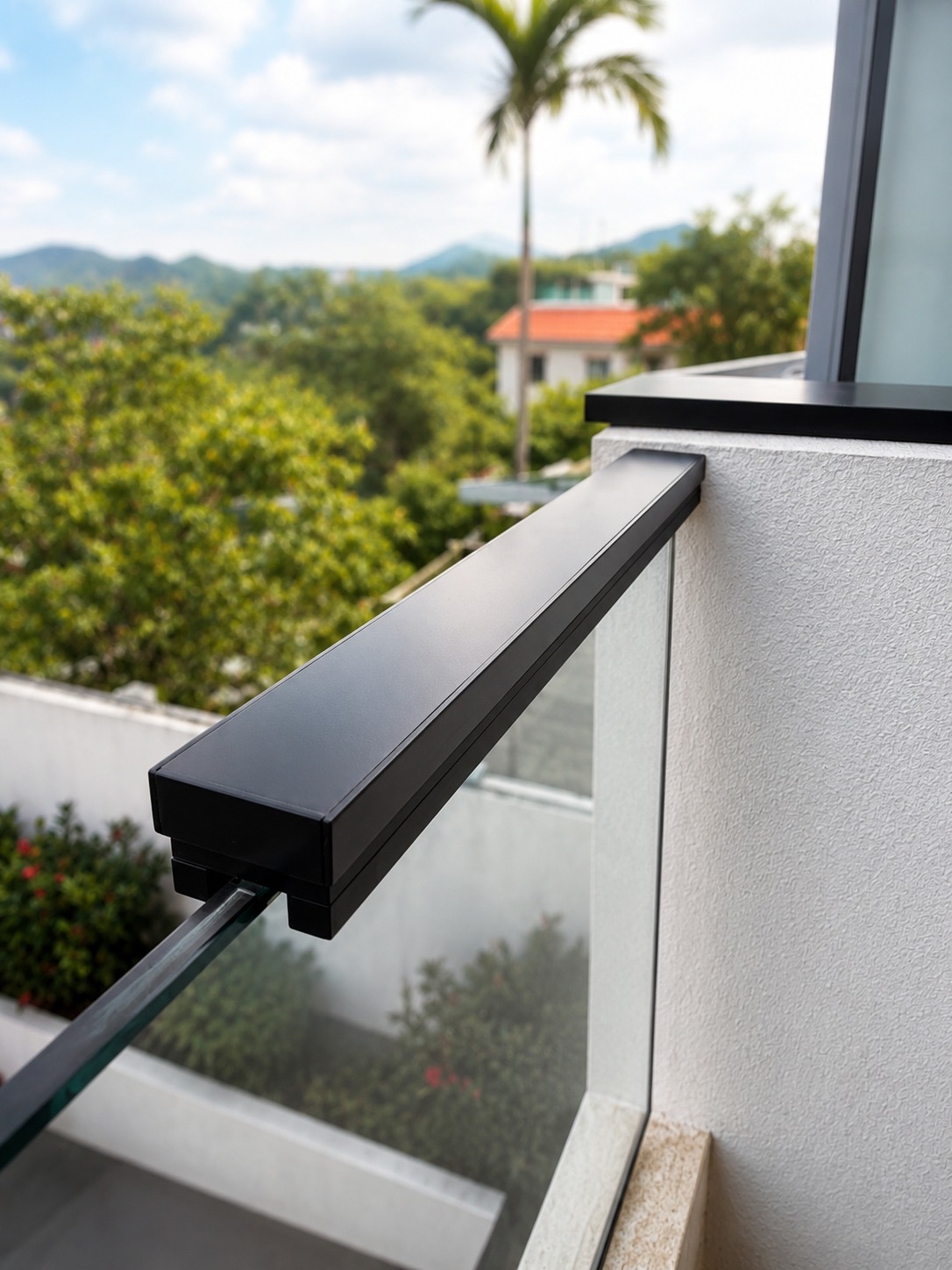 Glass Balustrade Sensors installed along an exposed glass edge