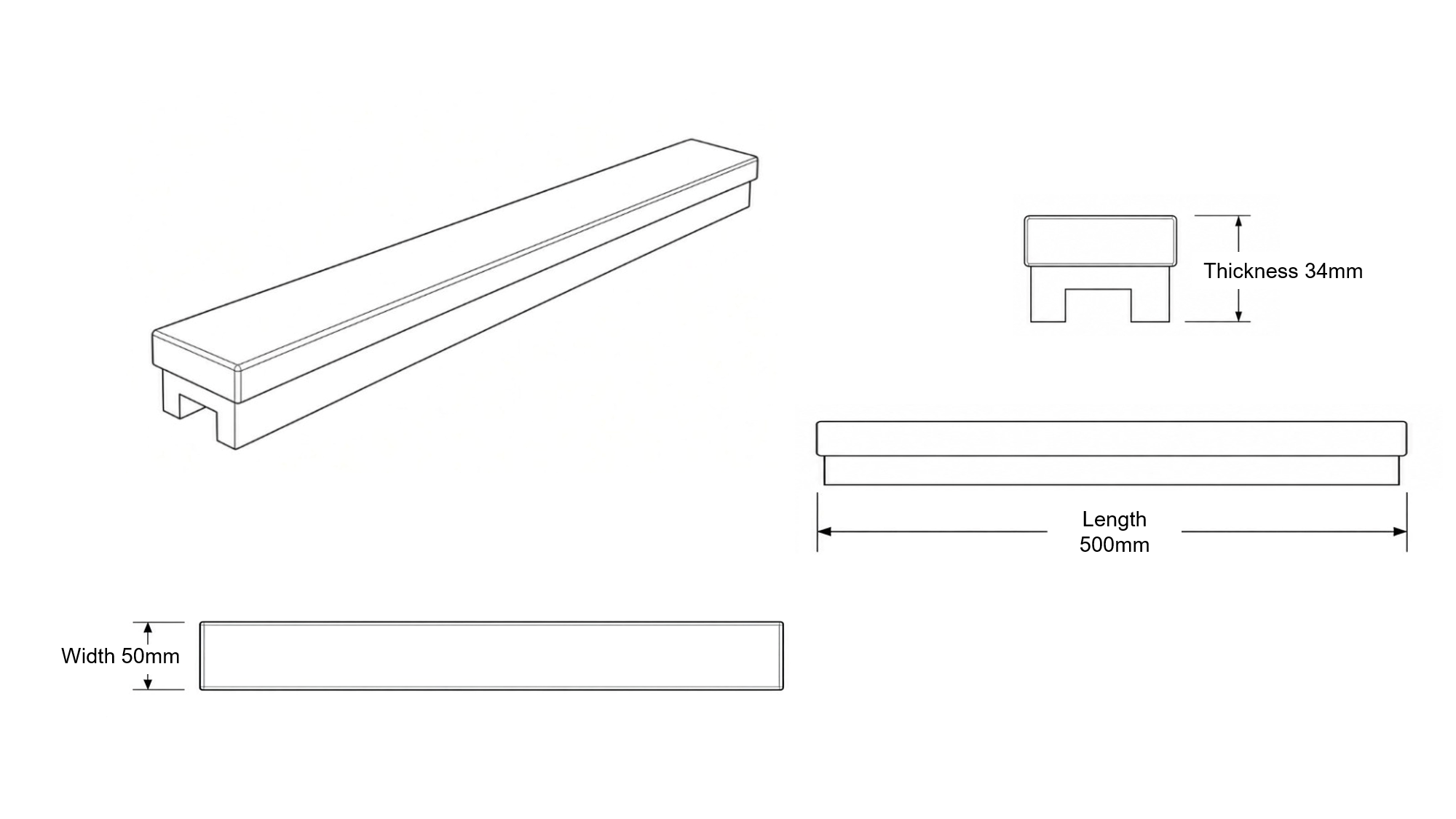 Approved technical dimension diagram for the Apeiron Guard Glass Balustrade Climb Detection Sensor