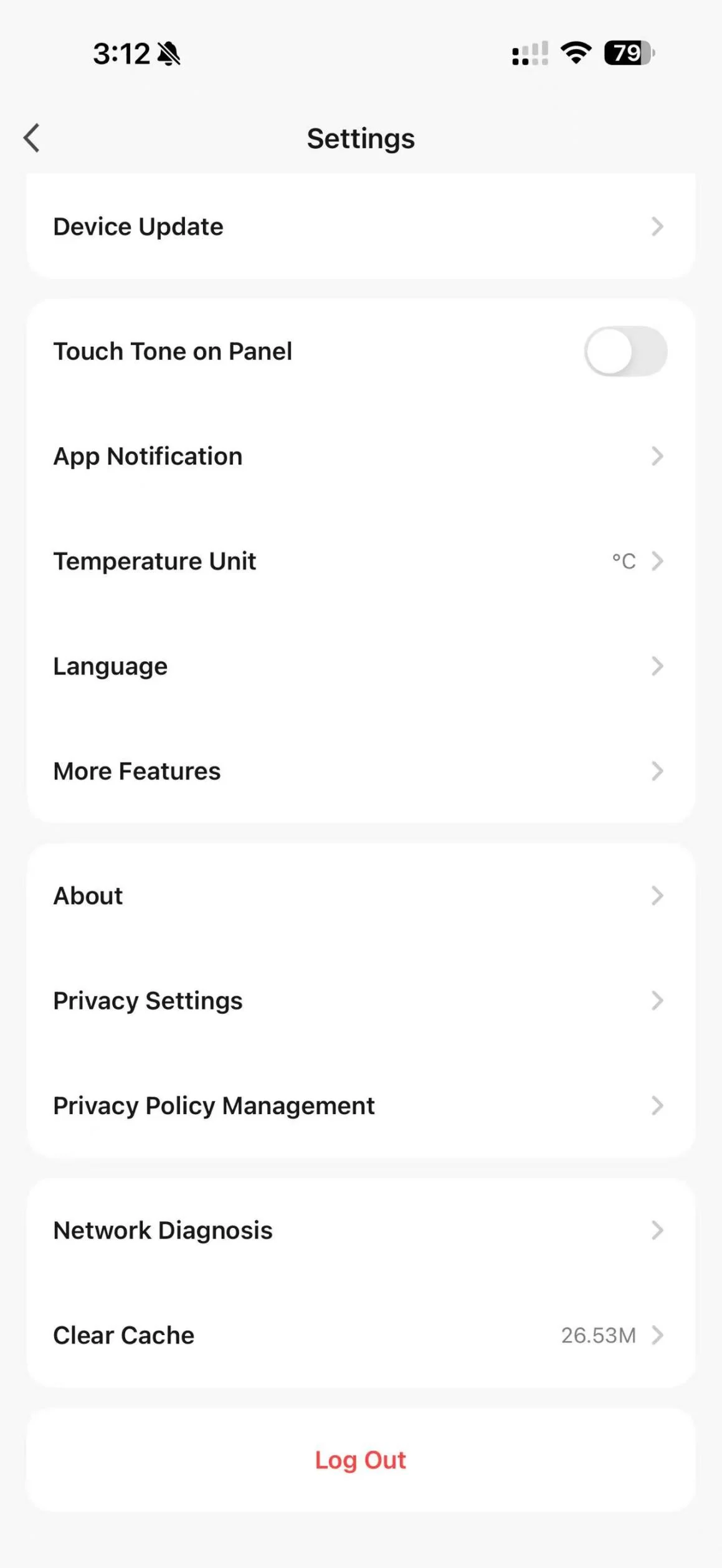 Apeiron Guard App settings page including Clear Cache